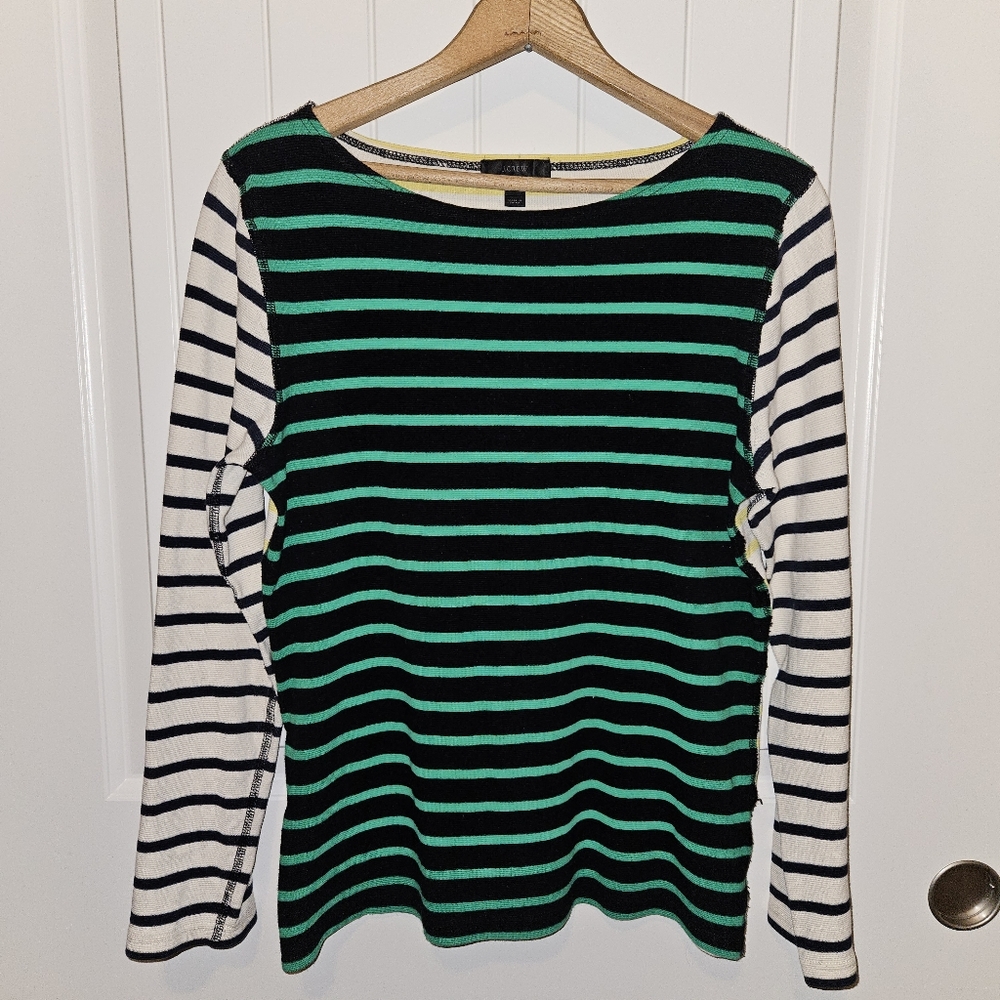 J Crew Colorblock Striped Lightweight Sweater